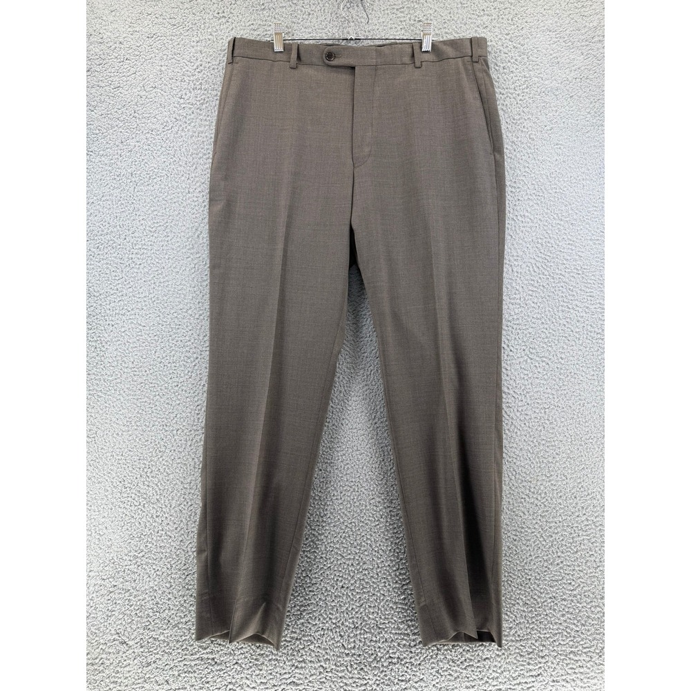 Peter Millar Mens Brown‎ Wool Dress Pants Trousers Flat Front Sz 38x32